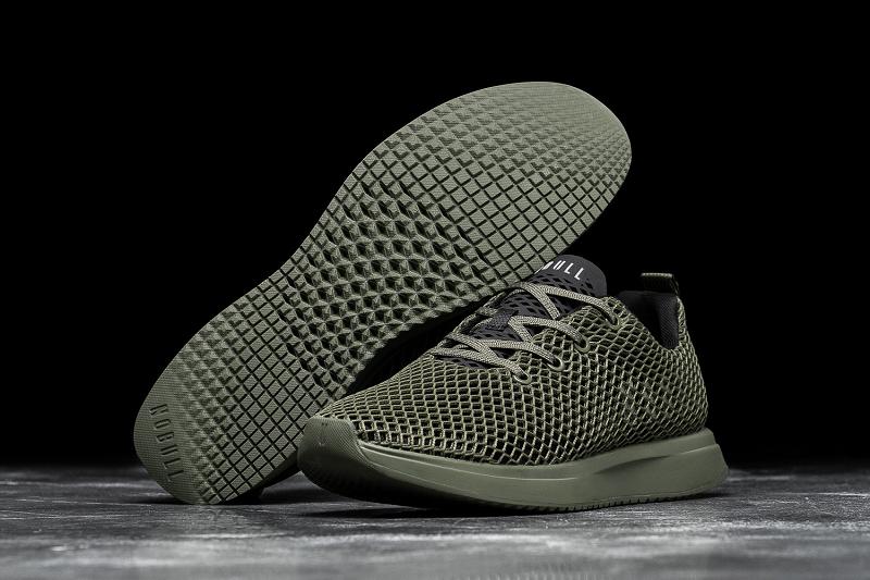 Men's Nobull Army Mesh Running Shoes Olive | SG V2003R